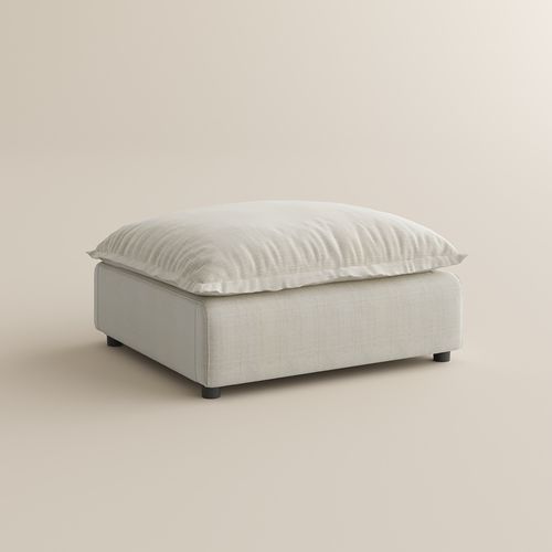 39.37 Inch Beige Cotton and Linen Ottoman