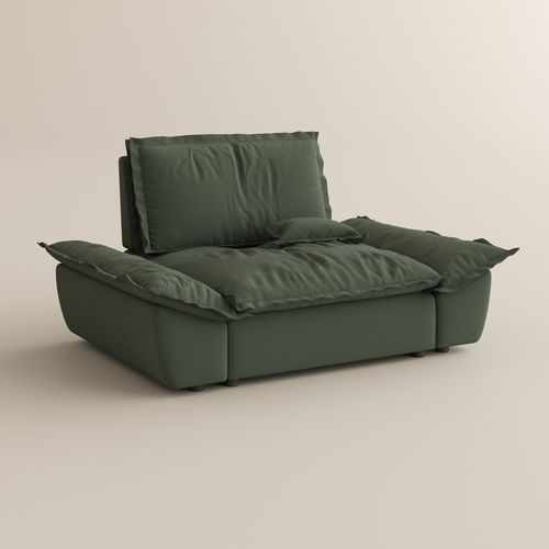 63.39" Modern Green Pet-Friendly Single Sofa Chair with Adjustable Backrest
