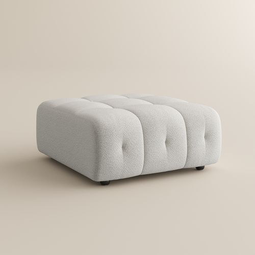 Modern Chenille Cream Sofa with Ottoman.