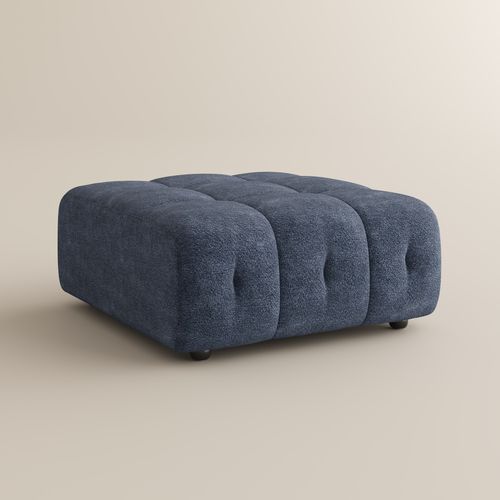 Modern Chenille Blue Sofa with Ottoman