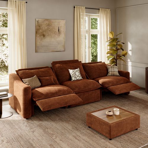 121" Modern Oversized Power Reclining Sofa with Pet-Friendly Fabric