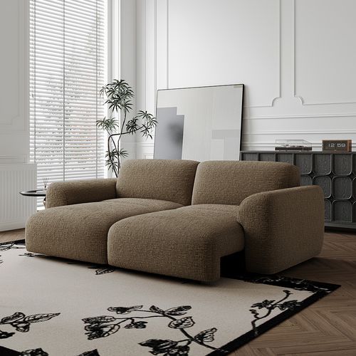 210cm Luxury French Creamy Loveseat Power Sleeper Sofa Bed Retractable with Remote Control