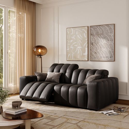 88" Luxury Top-Grain Leather Dual Power Loveseat