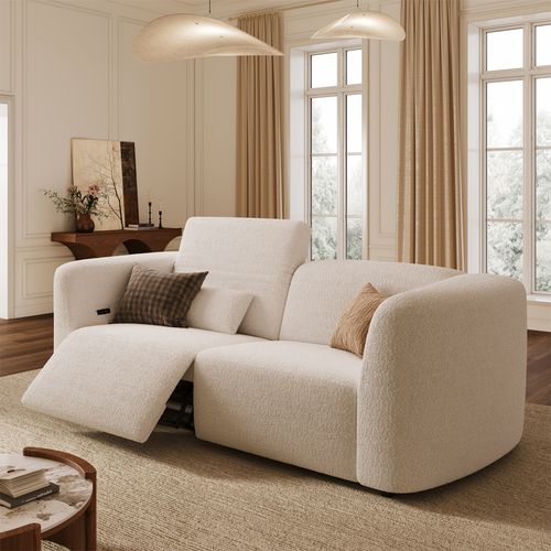 90" Dual Power Reclining Loveseat in Italian Bouclé Teddy