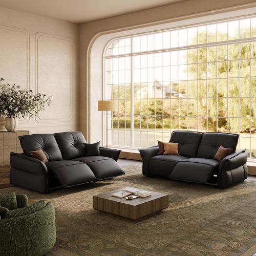 Luxury Top-Grain Leather Power Reclining Sofa Set