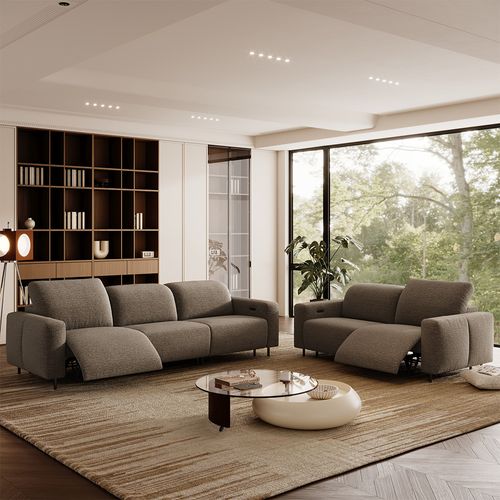 82"&115.5"Modern Khaki Dual Power Reclining Sofa & Loveseat Set