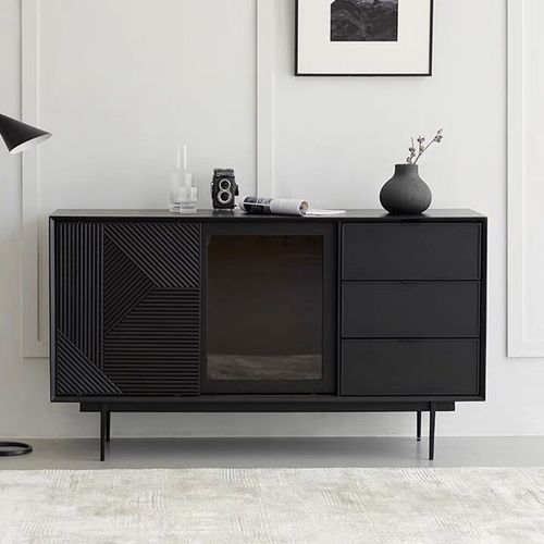 150cm Modern Black Wood Storage Cabinet