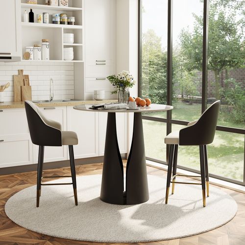 35" Modern Round Counter Height Table for 2-4 People 