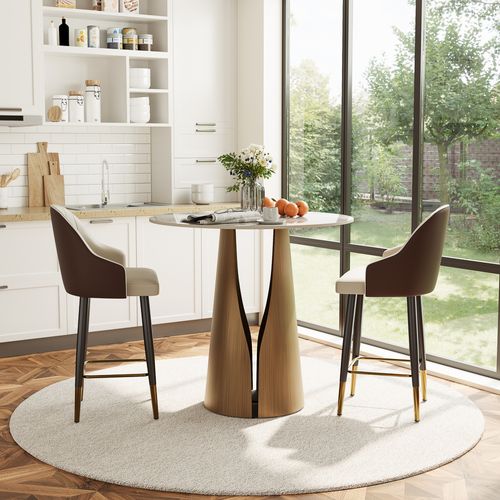 35" Modern Round Counter Height Table for 2-4 People 