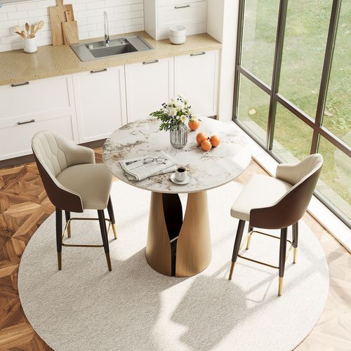 35" Modern Counter Height Round Table for 2-4 People 