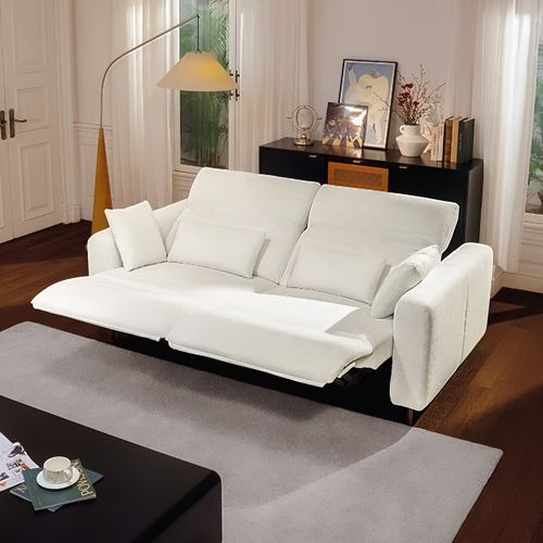 210cm Luxury French Creamy Dual Power Reclining Sofa with Independent Headrest & Footrest