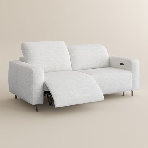 82" Luxury French Creamy Dual Power Reclining Sofa with Independent Headrest & Footrest