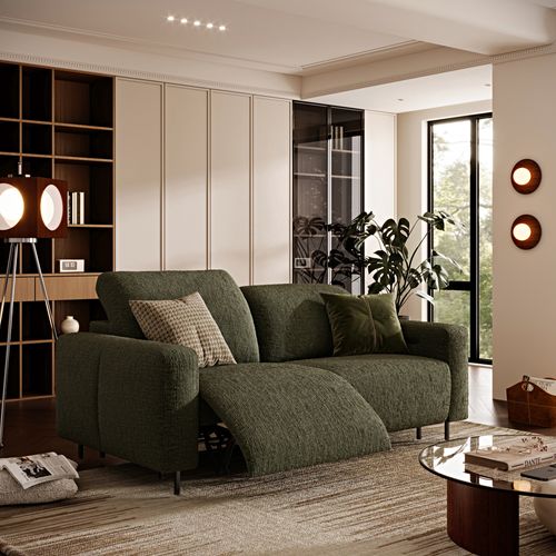 82" Luxury French Creamy Dual Power Reclining Sofa with Independent Headrest & Footrest