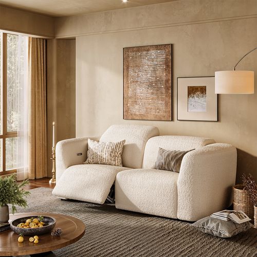 90" Dual Power Reclining Loveseat in Italian Bouclé Teddy