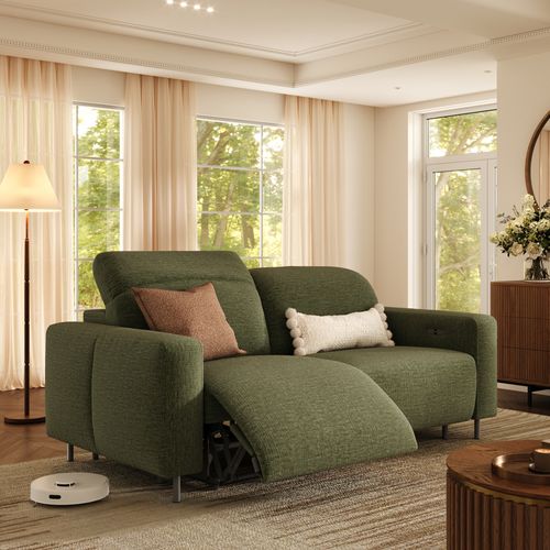 82" Luxury French Creamy Dual Power Reclining Sofa with Independent Headrest & Footrest