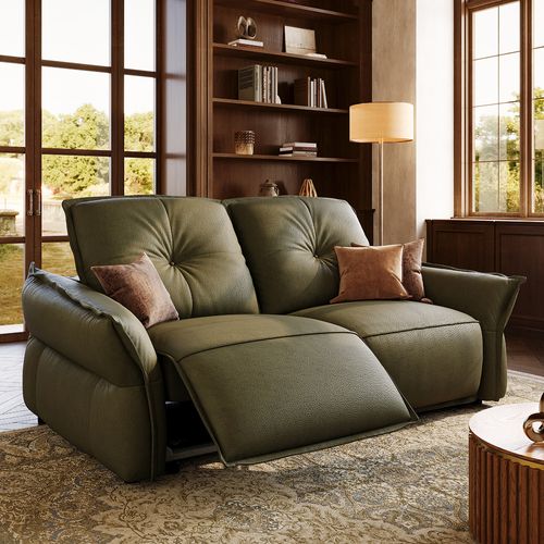 82.7" Luxury Top-Grain Leather Power Reclining Loveseat with Independently Adjustable Headrests and Footrests