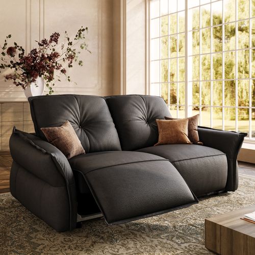 82.7" Luxury Top-Grain Leather Power Reclining Loveseat with Independently Adjustable Headrests and Footrests