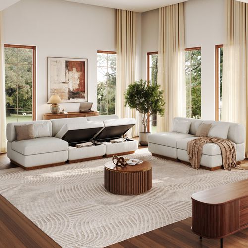 Armless Storage Modular Sectional Sofa Set