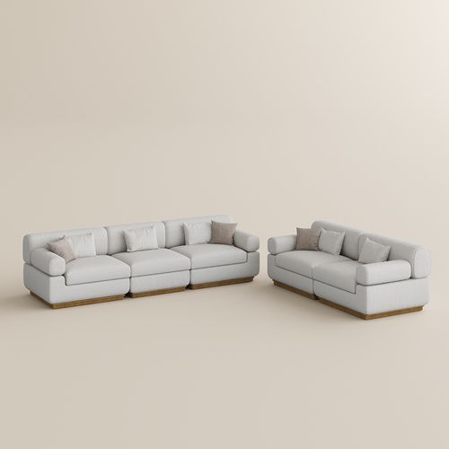 Storage Modular Sectional Sofa Set with Block Arms