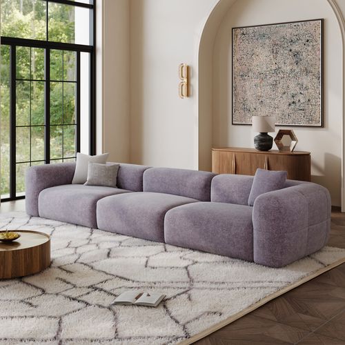 830cm Minimalist Couch 3-4 Seater Chenille Puce Lounge Sofa