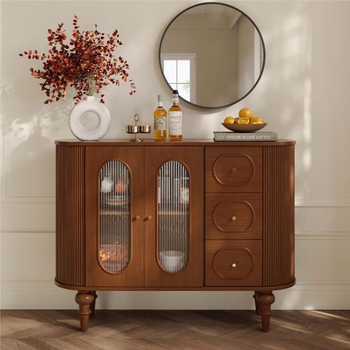 47'' Mid-Century Modern Walnut Storage Cabinet