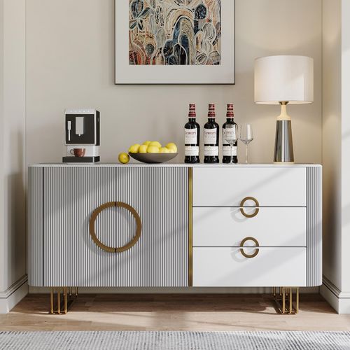 63'' Modern Storage Cabinet with Sintered Stone Top