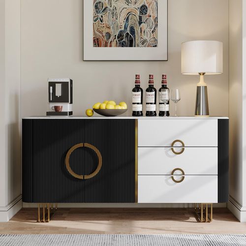 63'' Modern Storage Cabinet with Sintered Stone Top