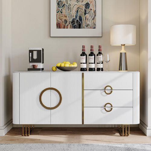 63'' Modern Storage Cabinet with Sintered Stone Top