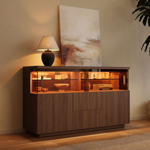 55" LED Storage Credenza with Display Area
