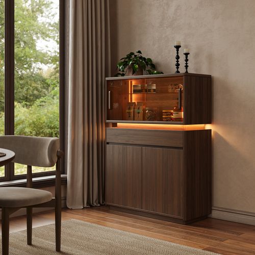 37.4'' Mid-Century Modern Storage Sideboard with LED Light