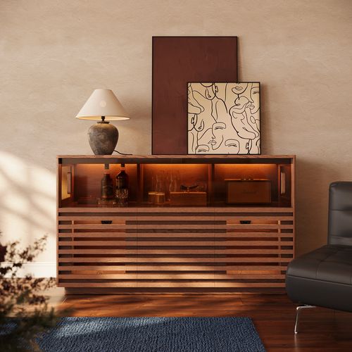 55'' LED Horizontal Slatted Storage Cabinet