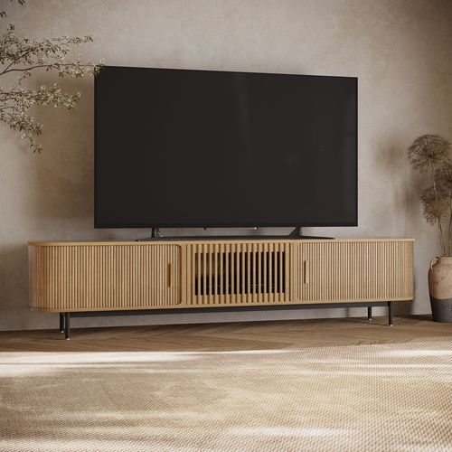 240cm Oak Tambour Door TV Stand