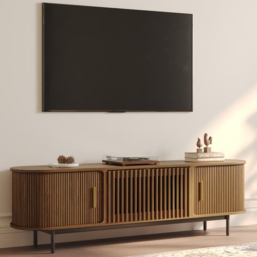 70.87"Mid-Century Modern Tambour Door TV Stand