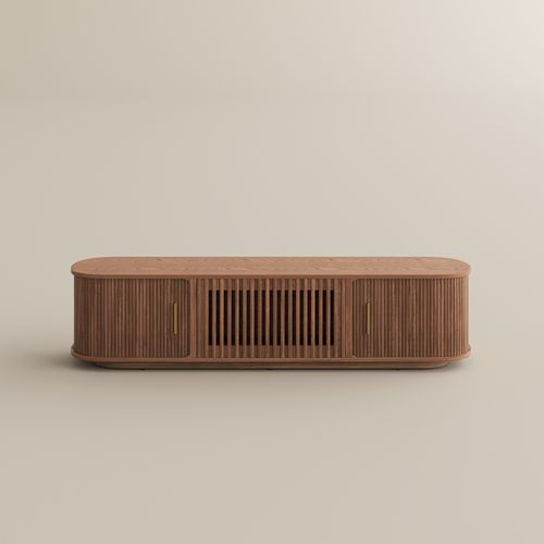 70.87"Mid-Century Modern Tambour Door TV Stand