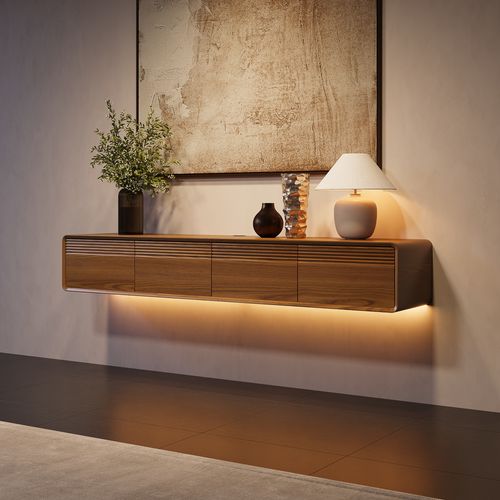 71" Mid-Century Floating TV Stand with Adjustable LED Lights