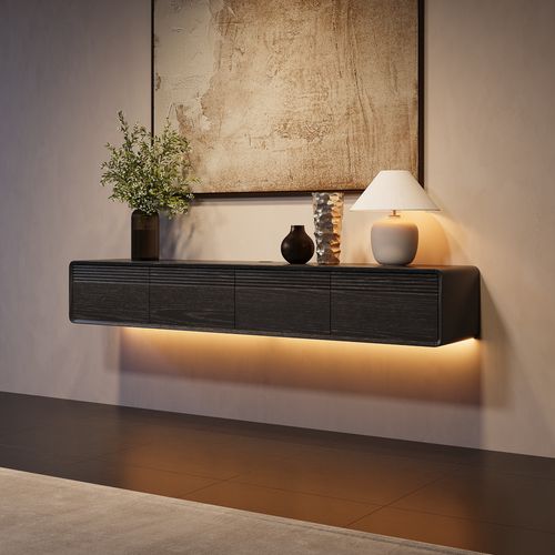 71" Mid-Century Floating TV Stand with Adjustable LED Lights