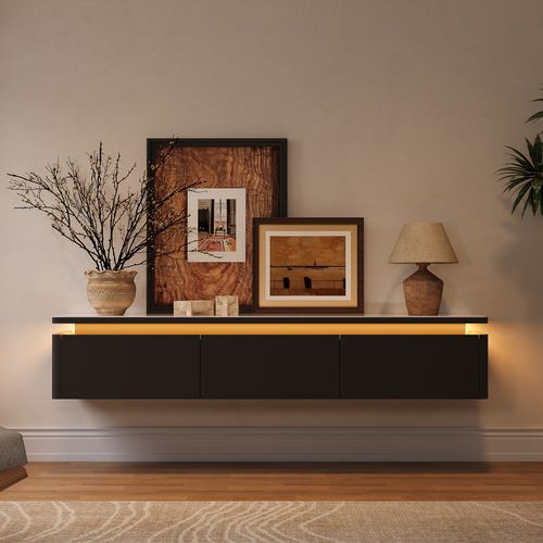 71" Floating TV Stand with Adjustable LED Lights