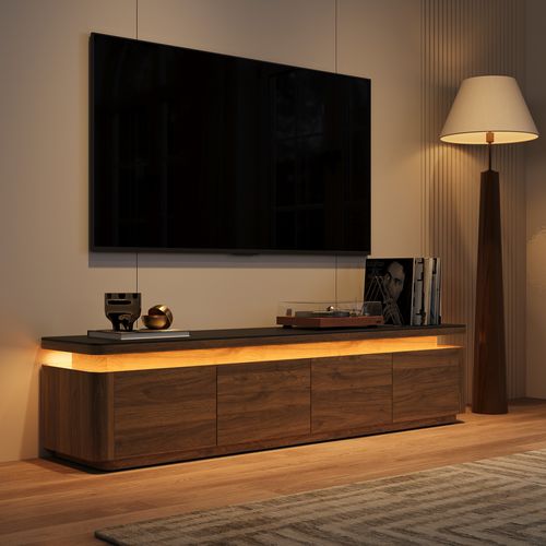 71" Mid-Century Modern TV Stand with Adjustable LED Lights