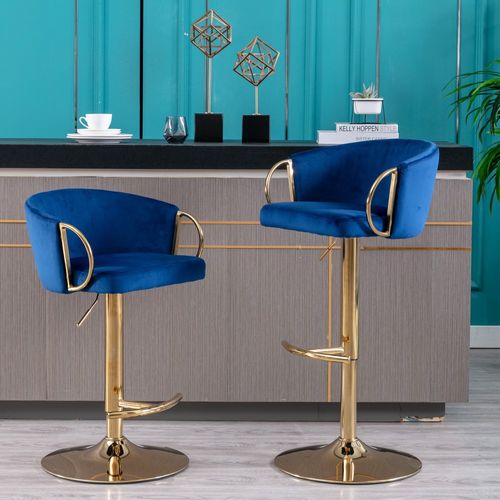 Modern Luxury Adjustable Height Swivel Bar Stools Set of 2