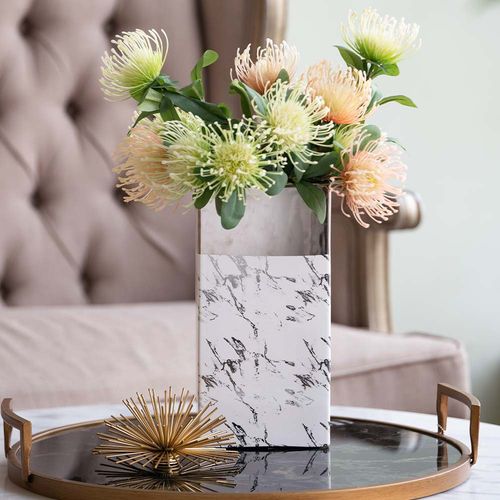 Modern Chic Silver and White Ceramic Vase