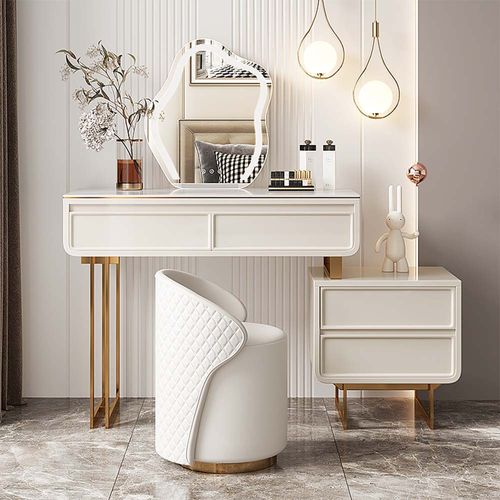 Modern Makeup Vanity Set With Cloud LED Lighted Mirror