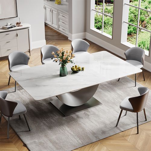 17PCS Modern Minimalist Dining Table Sets(71 Dining Table + 6 Chairs)