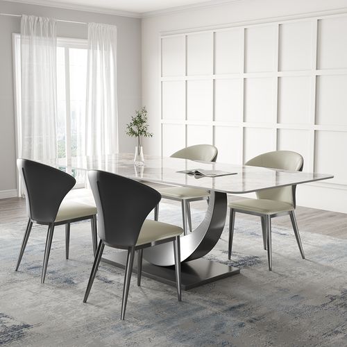 12PCSModern Minimalist White Dining Table Set (62.99Table + 4 Chairs)