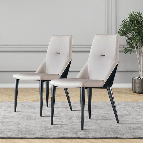 Modern High Back Leather Dining Chairs Set of 2