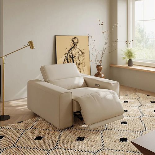 48" Leather Recliner Chair with Adjustable Headrest
