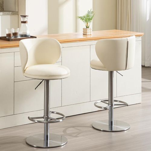 Modern Upholstered Swivel Adjustable Height Bar Stools Set of 2