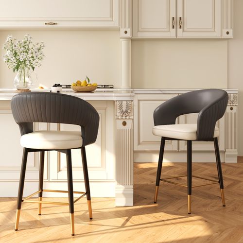 Moderner 2er-Set Barhocker 66 cm Sitzhöhe in Tresenhöhe mit durchbrochener Rückenlehne