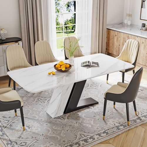 Tavolo da pranzo bianco moderno e di lusso