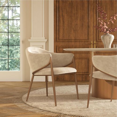 Mid-Century Modern Upholstered Dining Chairs Set of 2