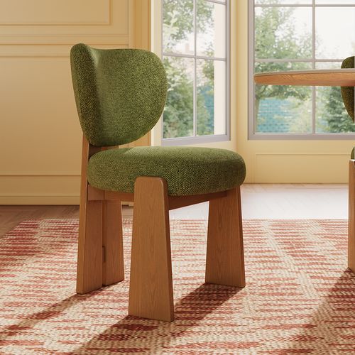 Organic Modern Upholstered Wood Dining Chairs Set of 2